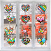 Haooryx 12Pcs Valentines Heart Paper Suncatcher for Kids, Heart Shaped Tissue Paper Craft DIY Window Stained Glass Effect Suncat