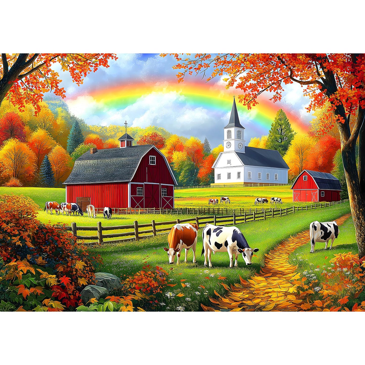 MINIWAN 500 Piece Fall Farm Shaped Puzzle - Autumn Harvest Scene, Challenging Jigsaw for Adults & Family, 21 x 15 Inch
