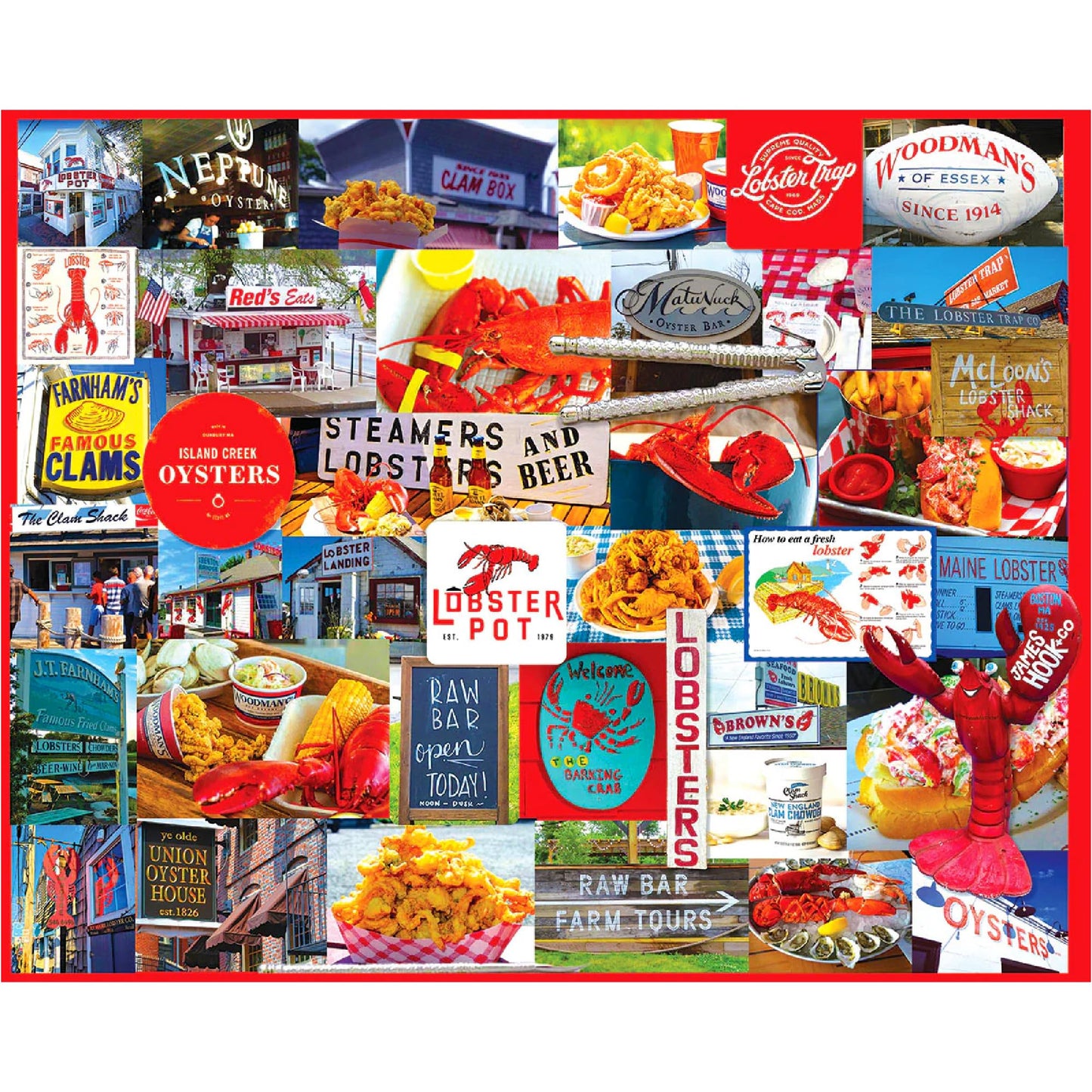 White Mountain 1000 Piece Puzzle Vintage Collage Jigsaw Puzzles for Family and Adults - Taste of New England