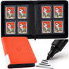 Toploader Binder Holds 128 Top Loaders - 4 Pocket Top Loader Binder for 3 x 4 Rigid Card Holders for Trading Cards or Sports Cards Model A - Classic Orange