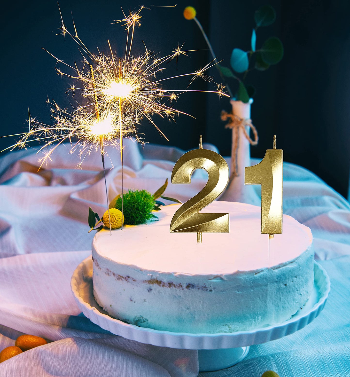 21st Birthday Candles,Gold Number 21 &12 Cake Topper for Birthday Decorations Party Decoration