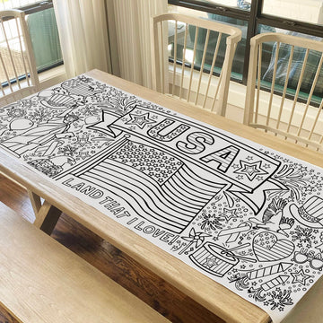 Tiny Expressions United States Coloring Poster For Kids - Rolled, No Creases 30' X 72' Large Coloring Table Cloth For School Parties Or At Home - Usa Patriotic Fun
