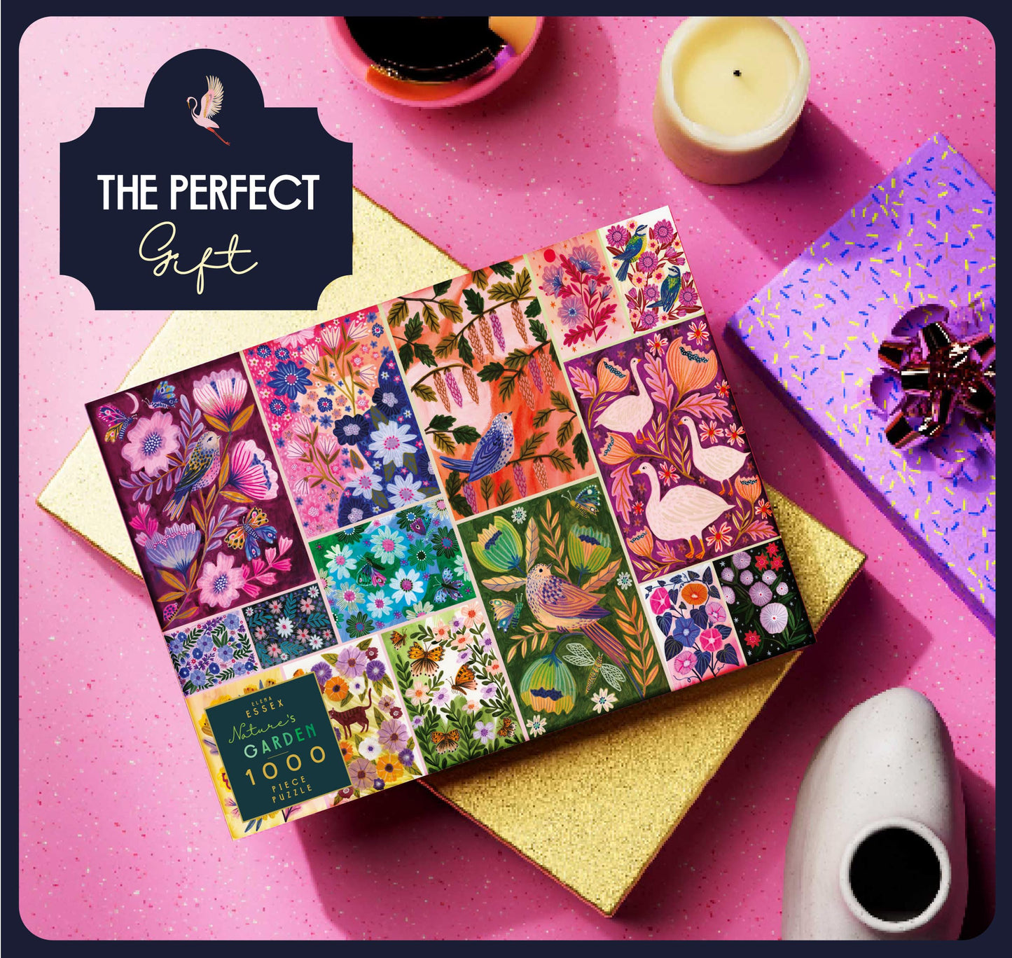 Elena Essex Jigsaw Puzzles 1000 Pieces - Nature's Garden, Puzzle 1000 Pieces, Puzzles for Adults, Colorful Animal Bird Flower Bu