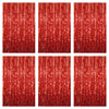 Red Foil Fringe Curtain 3.3 8.3FT 6 Packs, Metallic Tinsel Curtains Party Streamers for Birthday Graduation Baby Shower Decorat