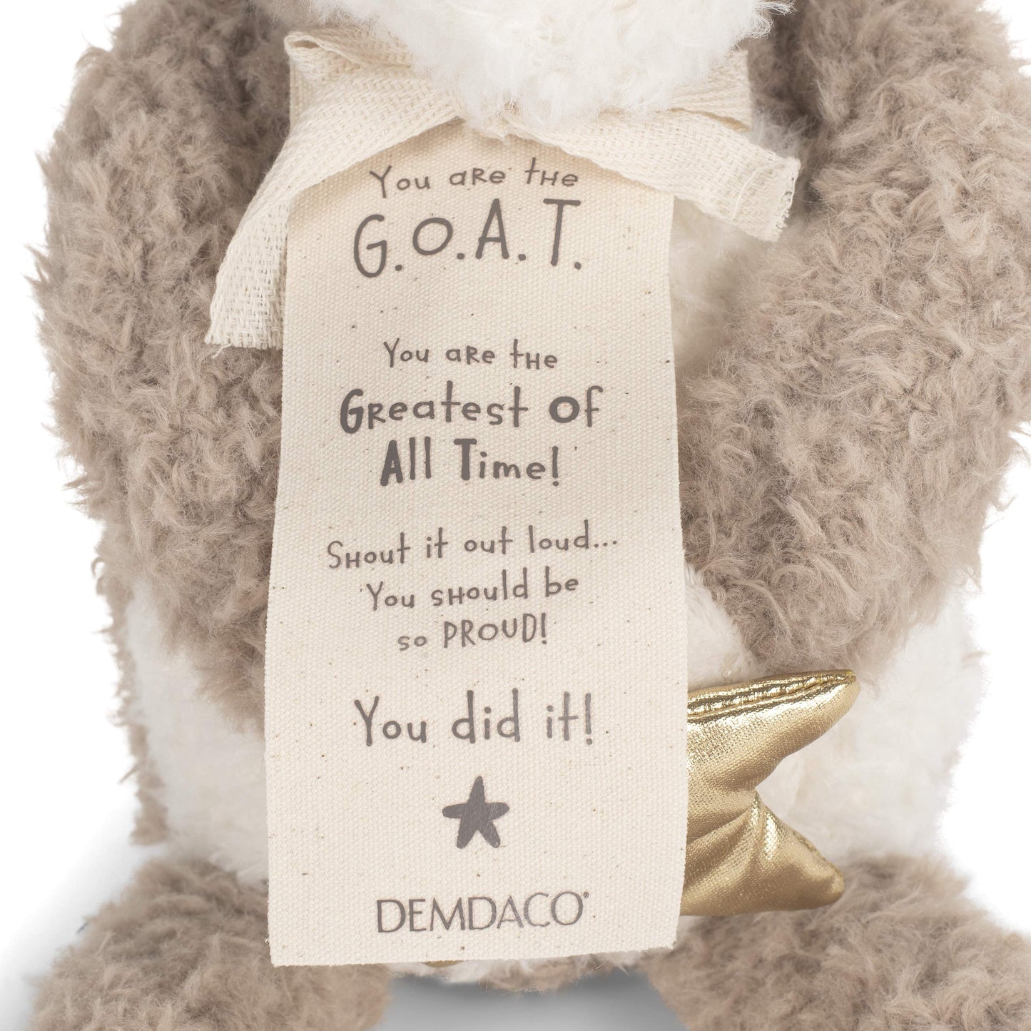 Demdaco Goat You Did It Soft Brown 9 Inch Plush Polyester Fabric Stuffed Animal Toy