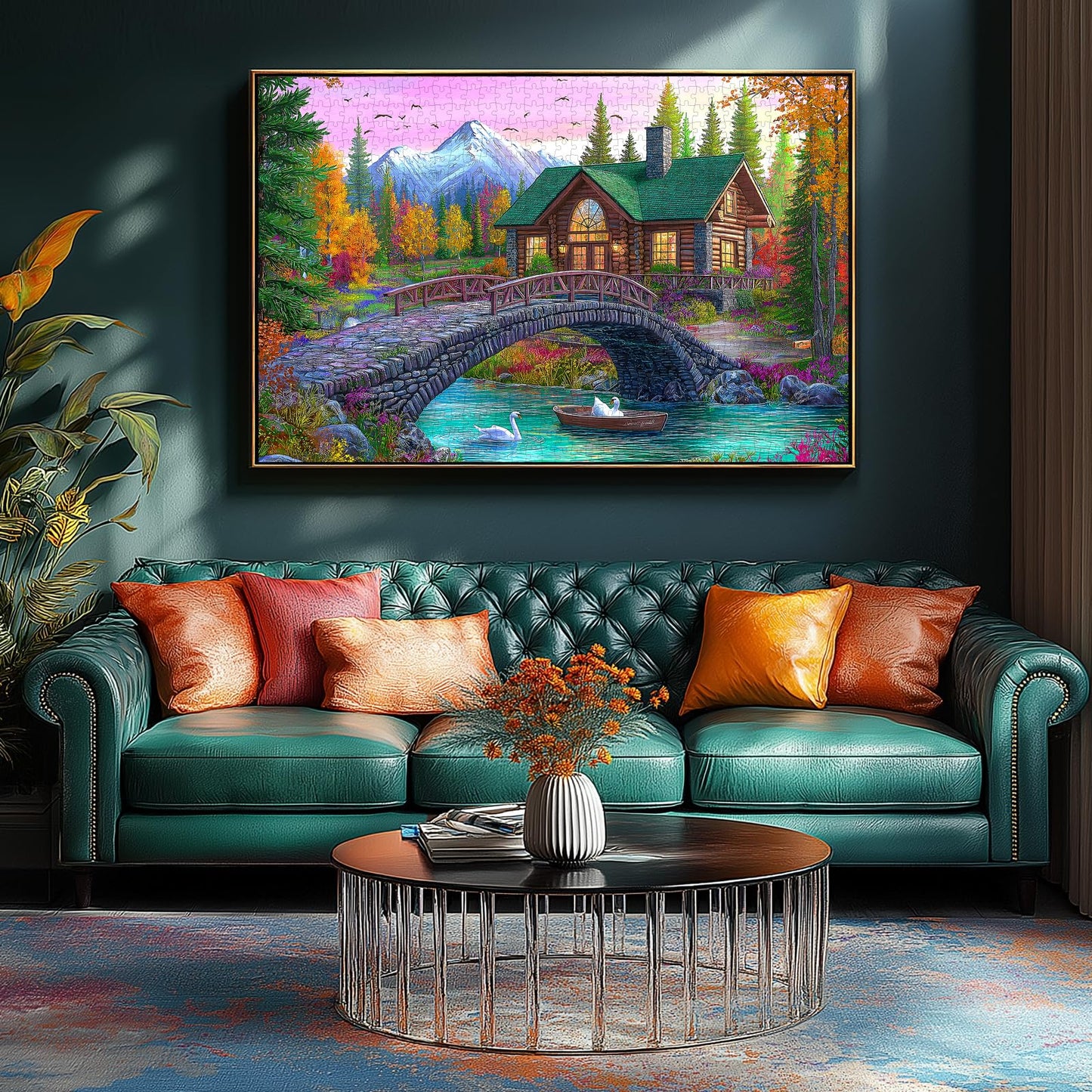Blueforest Serene Stone Bridge Cottage 1000 Piece Puzzle - Challenging Landscape Jigsaw for Adults, Perfect Game Night & Gift