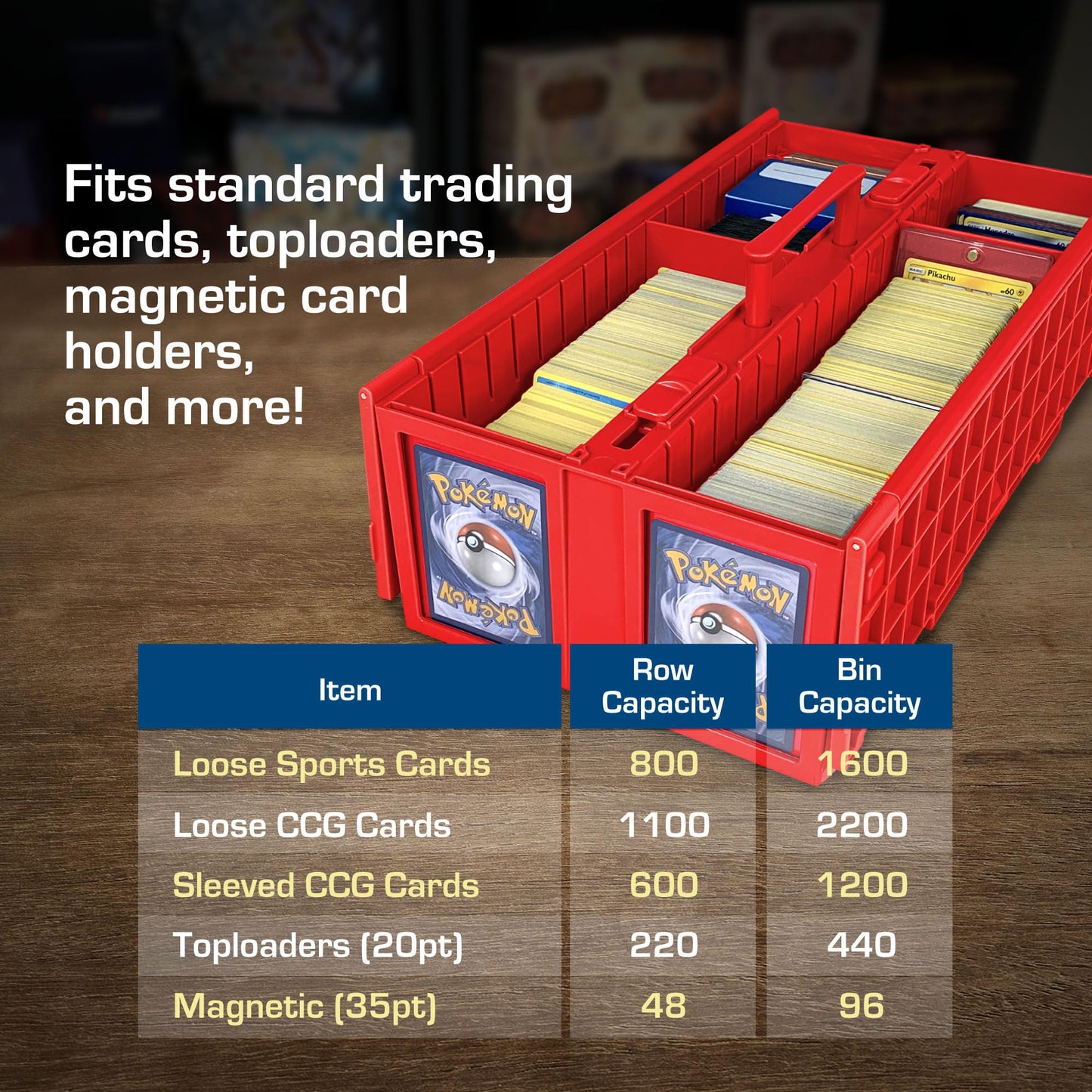 Bcw Collectible Card Bin - Holds Up To 1600 Cards - 6 Pack Red | Large Card Storage Box For Loose Trading Cards | Pokemon, Mtg,