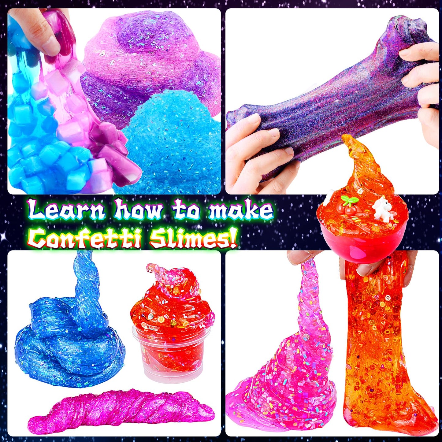 Pokujyrt Confetti Slime Kit, Sparkling Slime Making Kit, Craft Toy, Party Favors For Kids, Birthday Gfit For Girl And Boys 6 7 8