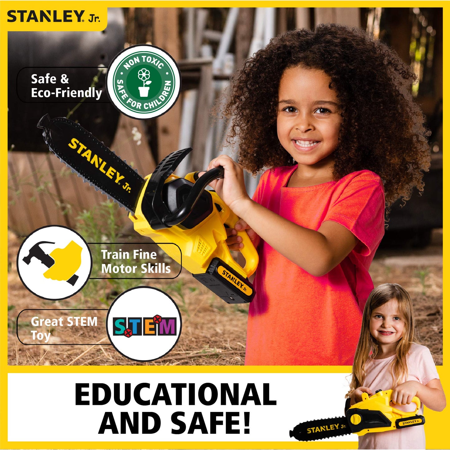 Red Toolbox Stanley Jr Battery Operated Delux Chainsaw,Yellow
