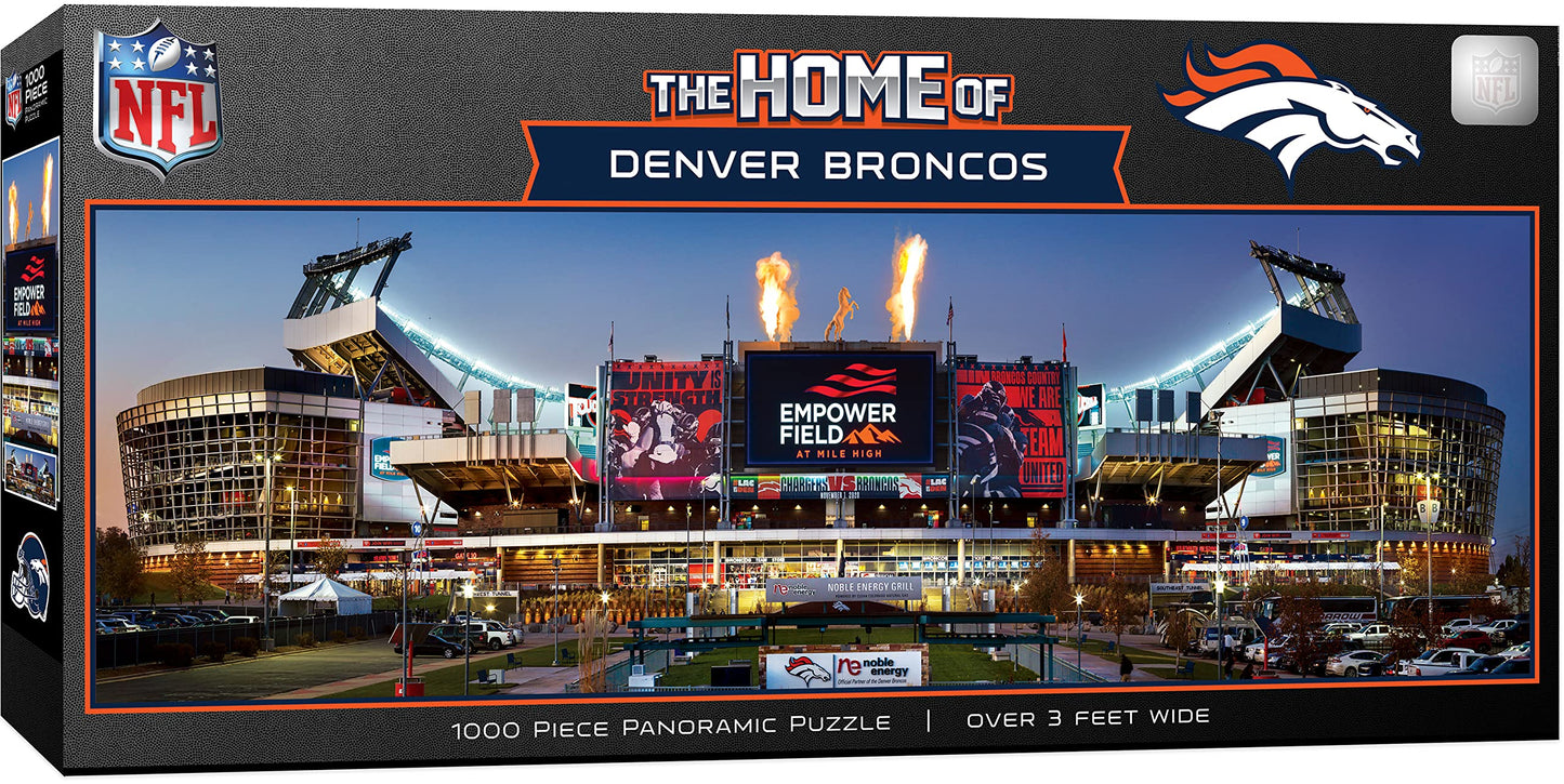 MasterPieces NFL 1000 Piece Jigsaw Puzzle - Denver Broncos Stadium View Panoramic - 13x39 - Challenging mature-themed Puzzle - Eco-Friendly Materials