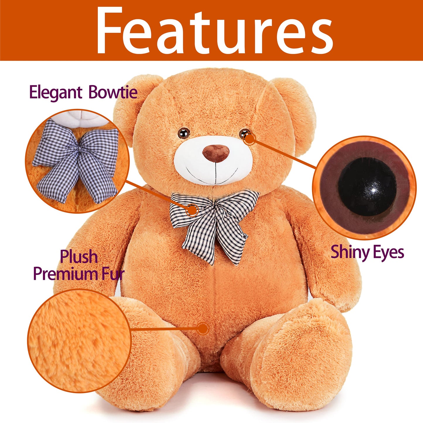 IKASA Giant Teddy Bear Plush Toy Stuffed Animals (Brown 47 inches)