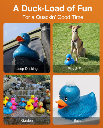 Giant Rubber Duck - 10.5 Inches - Our Large Rubber Duck Provides Big Ducky Fun in a Cute Custom Giftable Box - Traditional Yellow and Glitters Rubber Ducks Available - Blue