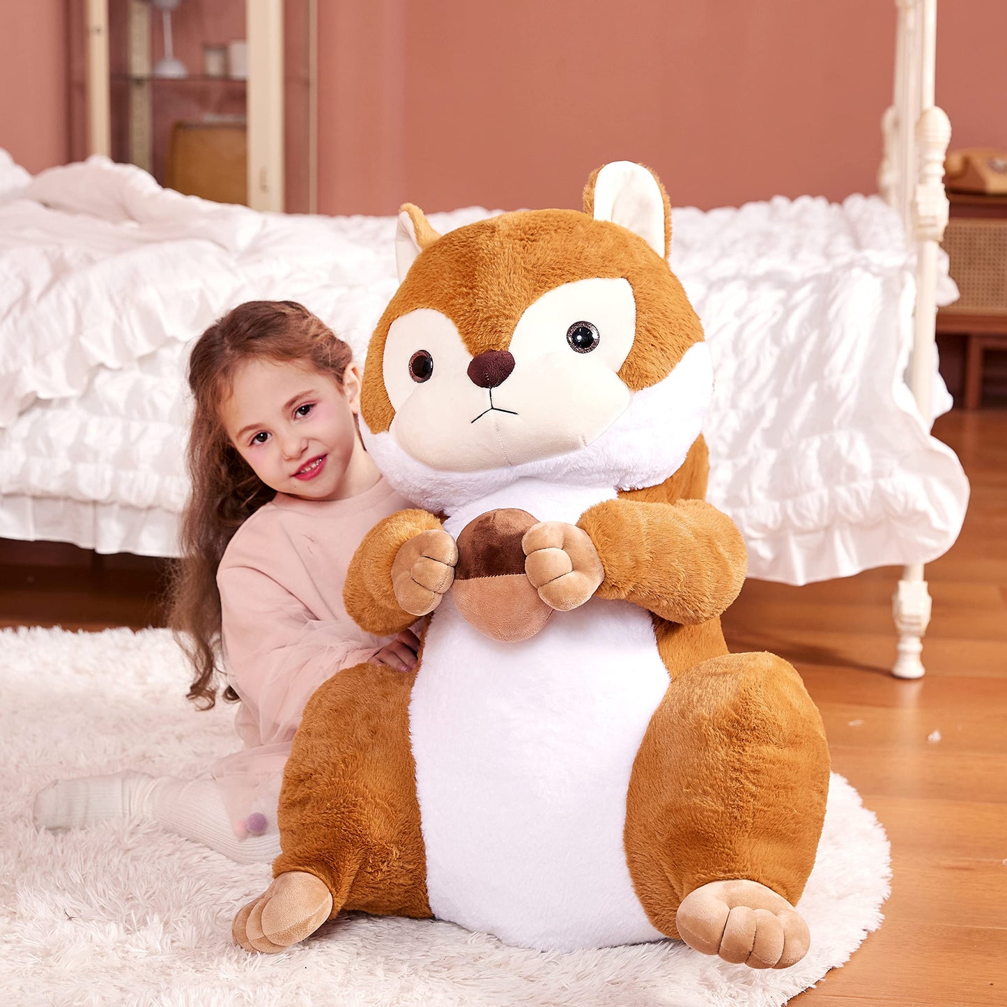 IKASA Large Squirrel Plush Toy - 23" Jumbo Fluffy Stuffed Animal, Soft Polyester, Ideal Gifts for Kids