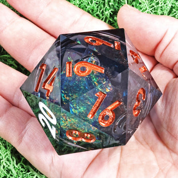 Mini Planet 50mm Chonk D20 Resin Liquid Core D&D Role Playing Games and Tabletop Games DND Polyhedral Dice Dark