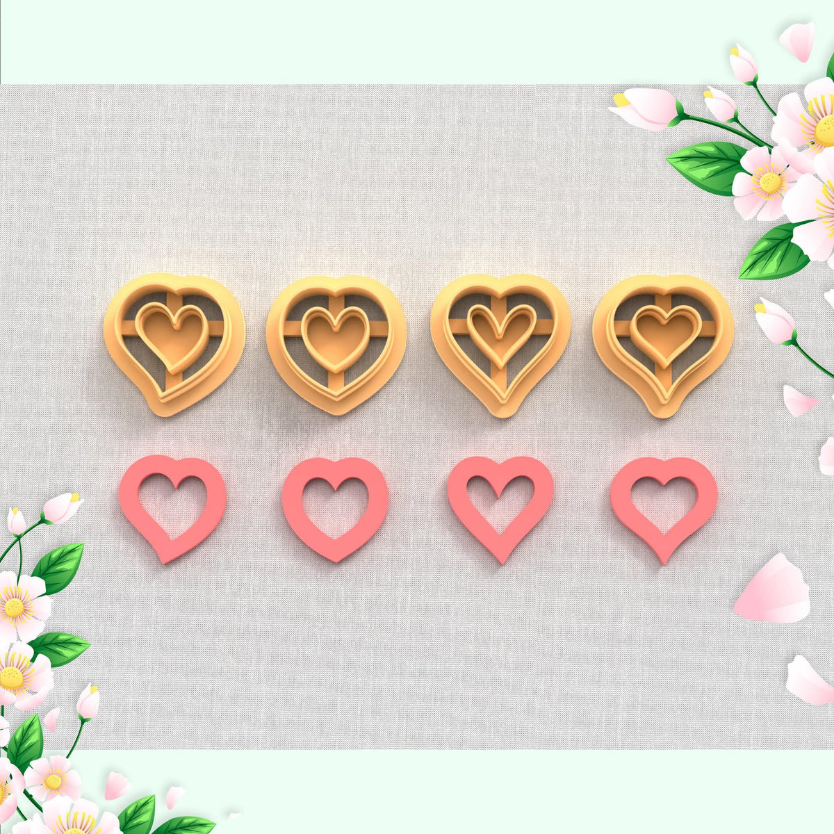 3D Origins, Hearts Pack Clay Cutter, ValentineS Day, Love Heart Love Clay Cutter,4Pcs Sizes | 25 Mm | Color May Vary