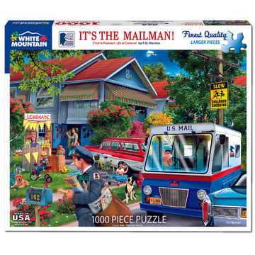 White Mountain 1000 Pieces Jigsaw Puzzle - It's The Mailman, Cardboard, 24 x 30 inches