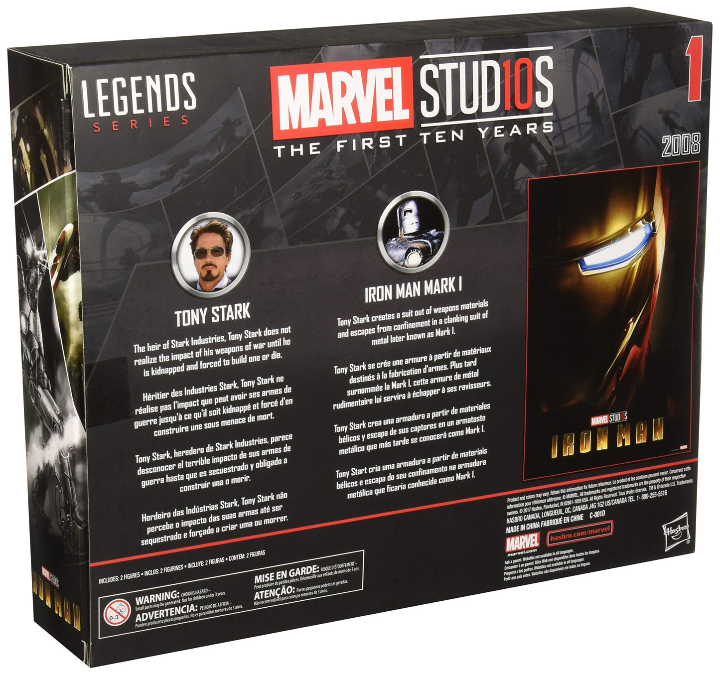 Marvel Studios Legends Series Hasbro Tony Stark & Iron Man Mark 1 2-Pack Action Figures.