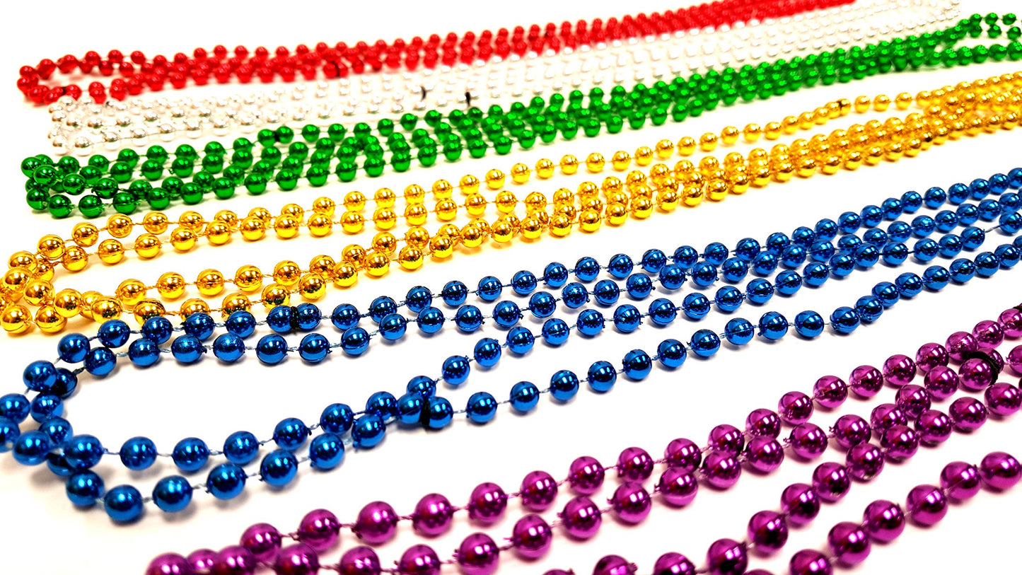 Dondor Enterprises Festive Metallic Beaded Necklaces (30 Pack, MULTICOLORED)
