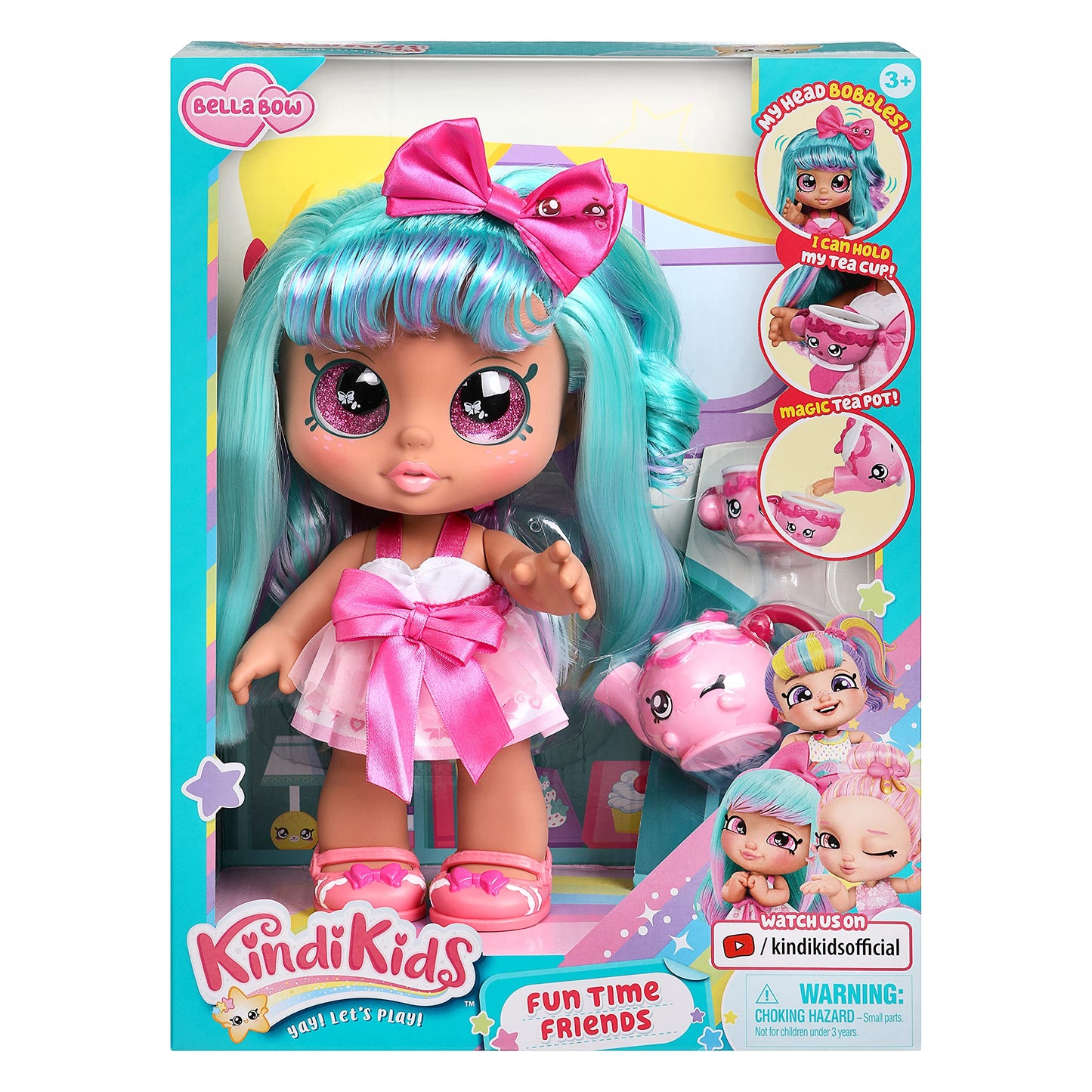 Kindi Kids Fun Time Friends - Pre-School Play Doll, Bella Bow - For Ages 3+ | Changeable Clothes And Removable Shoes