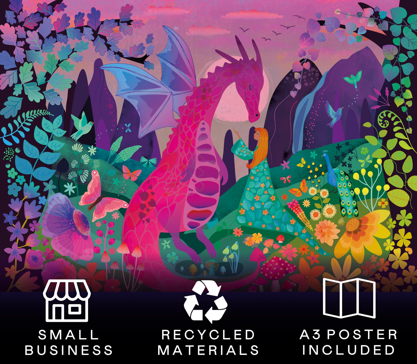 Elena Essex Puzzles For Adults 1000 Pieces - Enchanted Forest | Jigsaw Puzzles | 1000 Piece Puzzle For Adults | Cool Magic Dragon Puzzle | 20X28Inches