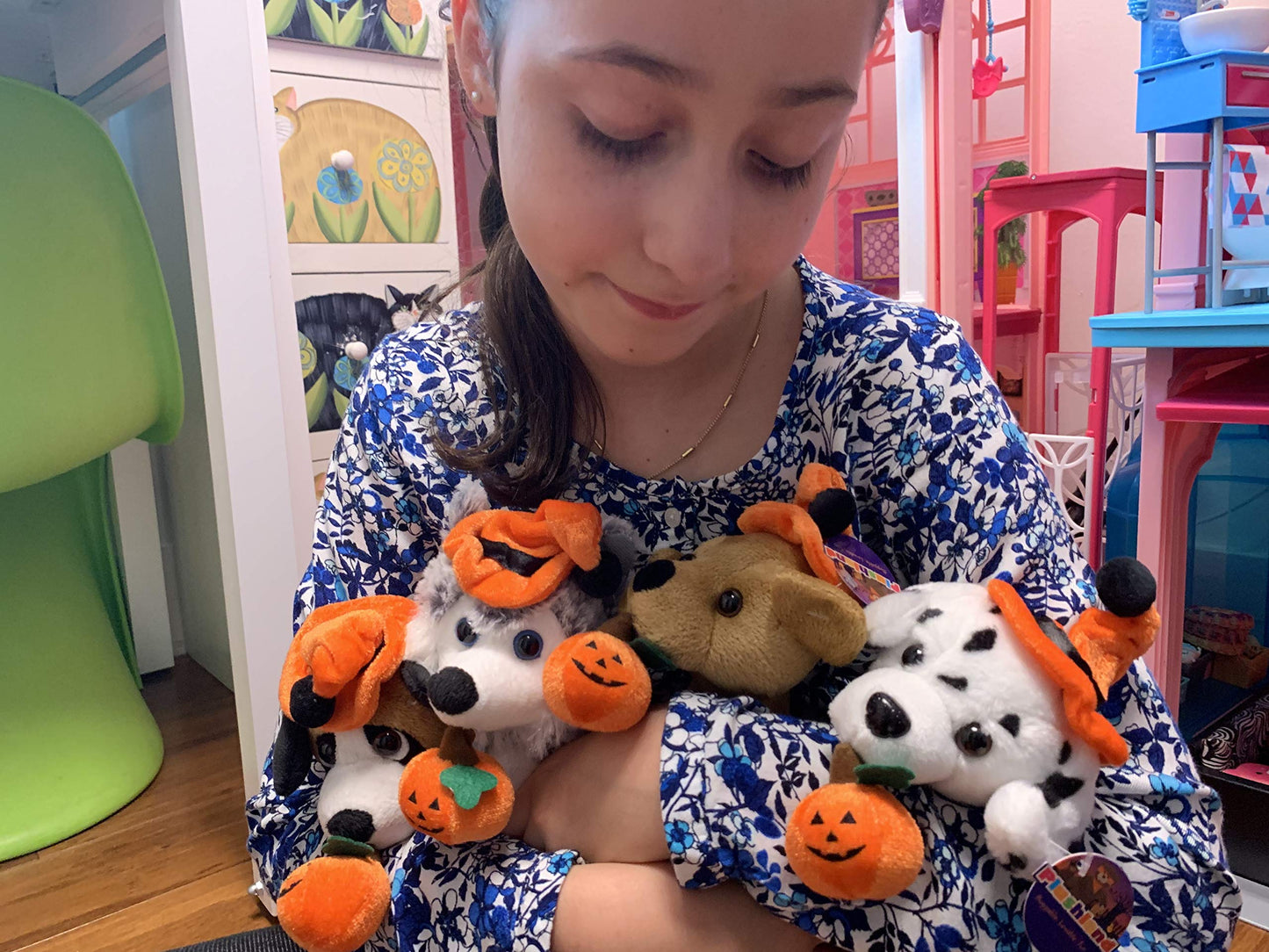 Plushland Halloween Pawpals 8 Inches Puppy Dog Plush Stuffed Toy Comes With Hat And Halloween Jack O Lantern - Pumpkin For Kids On This Holiday (Beagle)