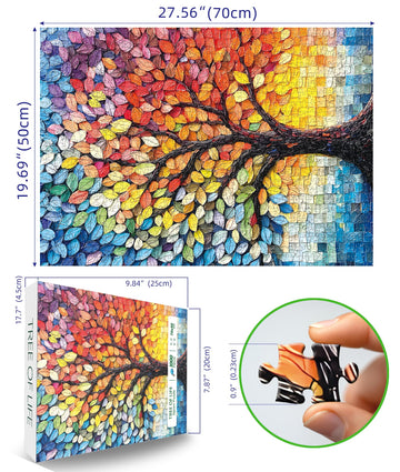Blueforest Puzzles For Adults 1000 Pieces Tree Of Life Colorful Mosaic Jigsaw Puzzle 1000 Piece, Impossible Hard Difficult Chall