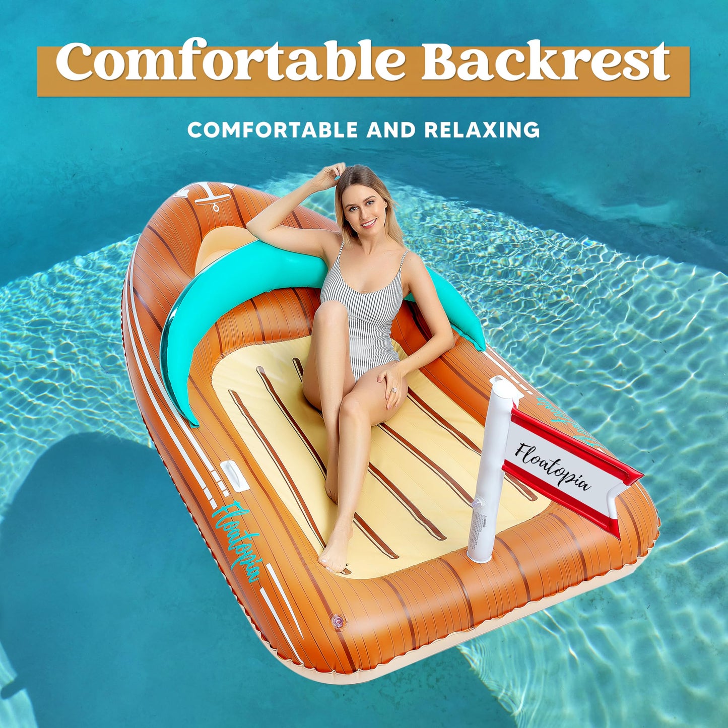 Joyin Giant Boat Pool Float With Cooler - Inflatable Boat Funny Pool Floats Raft With Reinforced Cooler, Lounge Floaties Beach L
