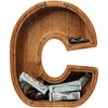 Ladenk 12 Inch Extra Large Wooden Kids Letter Piggy Bank - Piggy Bank For Boys Girls - Initial C Bank - Alphabet Money Bank For