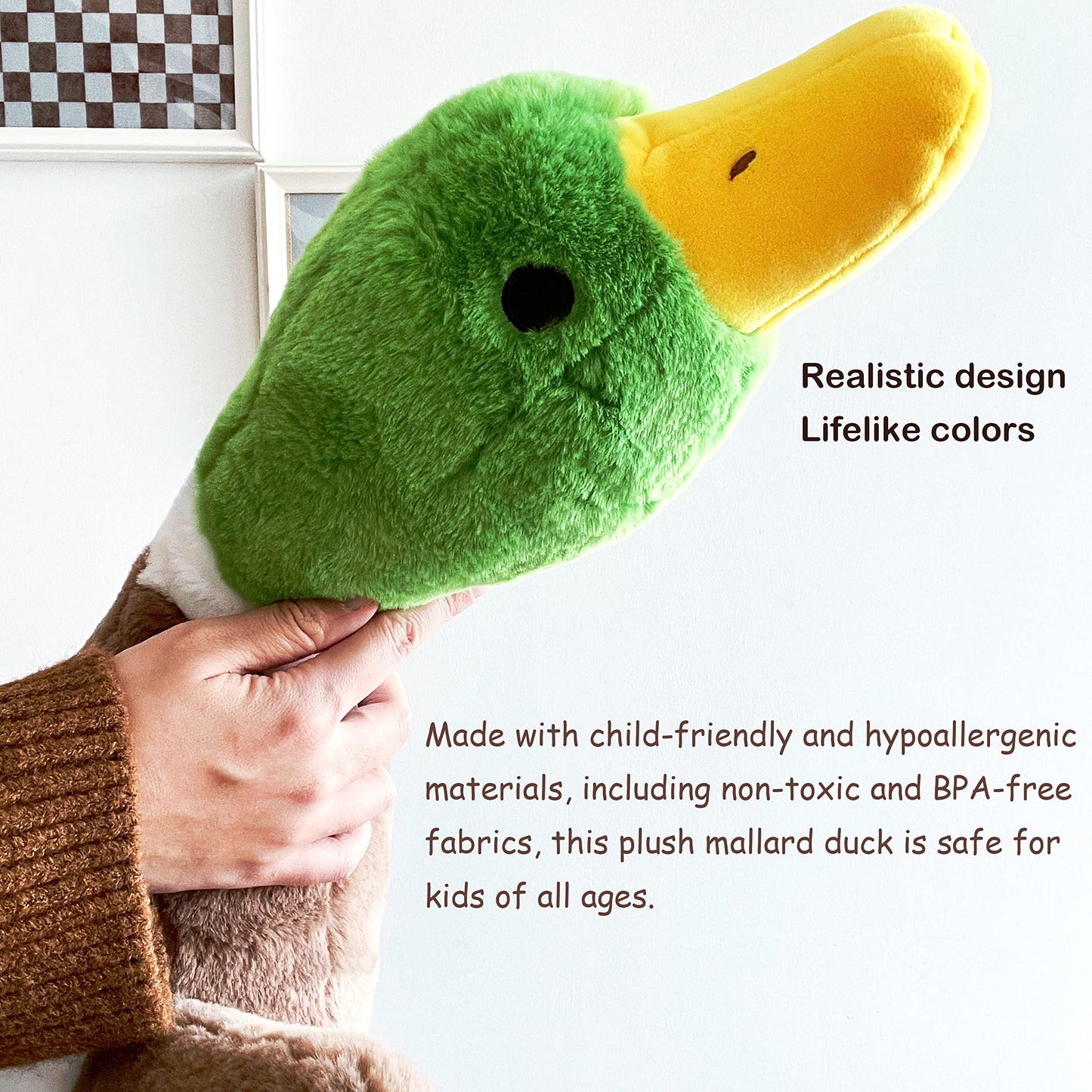 Tanha Mallard Duck Plush, Duck Stuffed Animals, Mallard Duck Baby Stuff Plush Toy (30Inch / 75Cm)