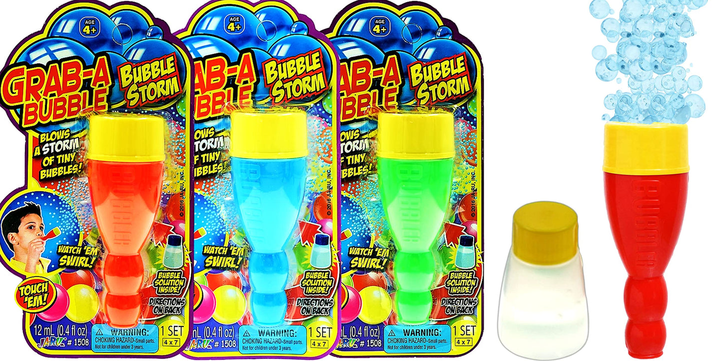 Ja-Ru Mini Handheld Bubble Blower With Non Toxic Bubble Solution | Touchable Bubbles For Kids | Stress Relief Fidget Toy | Bubble Party Favors For Kids (3 Pack) 1508-3A