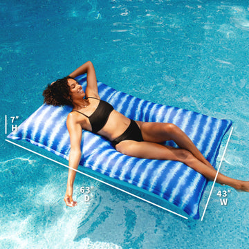 Big Joe Lagoon Lounger No Inflation Needed Pool Float, Ripple Blue Double Sided Mesh, Quick Draining Fabric, 5 Feet Giant