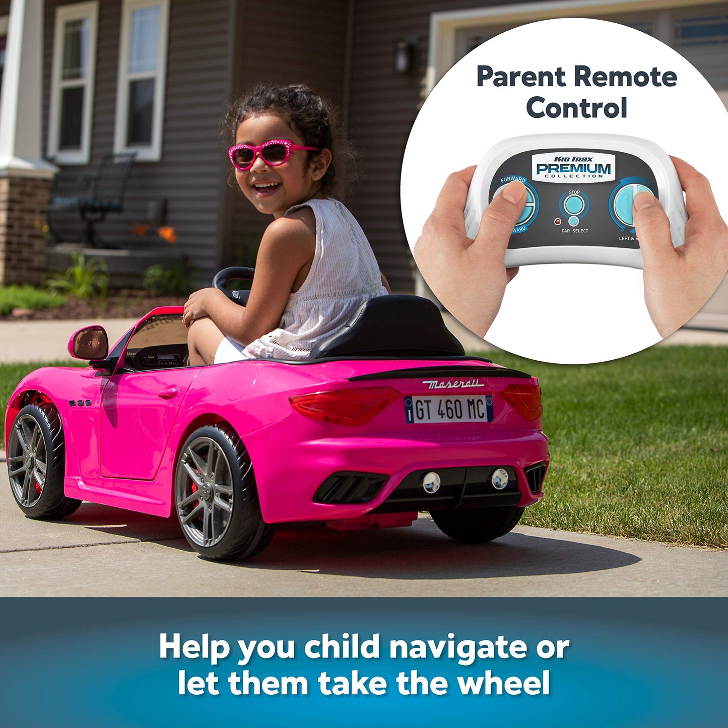 Kid Trax Electric Kids Luxury Maserati Convertible Car Ride-On Toy, 6 Volt Battery, Remote Control, Ages 3-5 Years, Bright Red