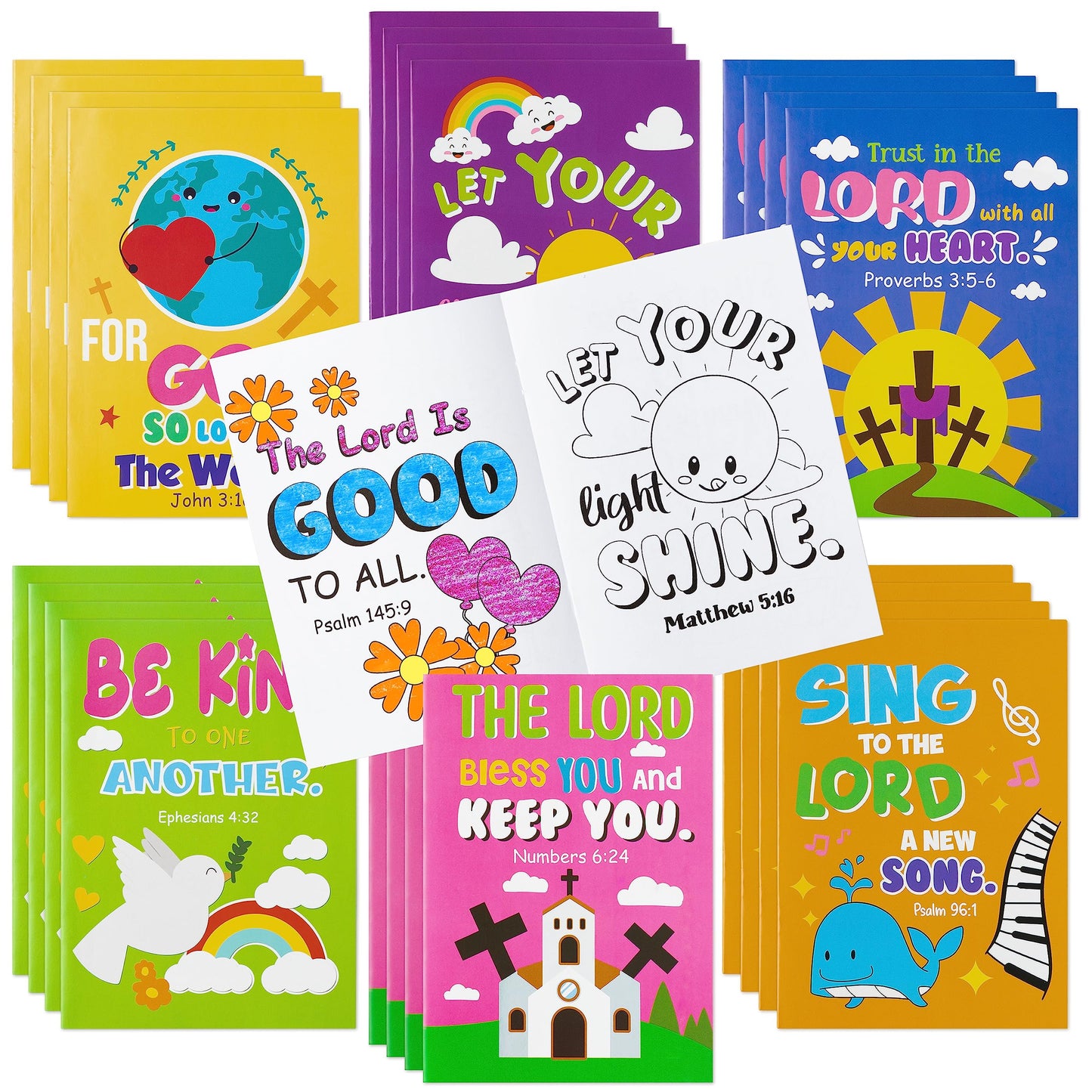 Dvbonike 24Pcs Bible Coloring Books Religious Theme Diy Color-In Pages With Inspirational Words Drawing Holiday Christian Activi