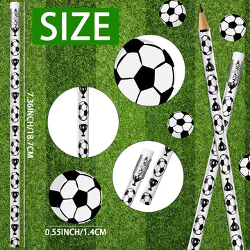 Moncinday 60PCs Soccer Pencils Soccer Erasers for Kids Wooden Pencils for Soccer Themed Birthday Party Favors Students Stationer