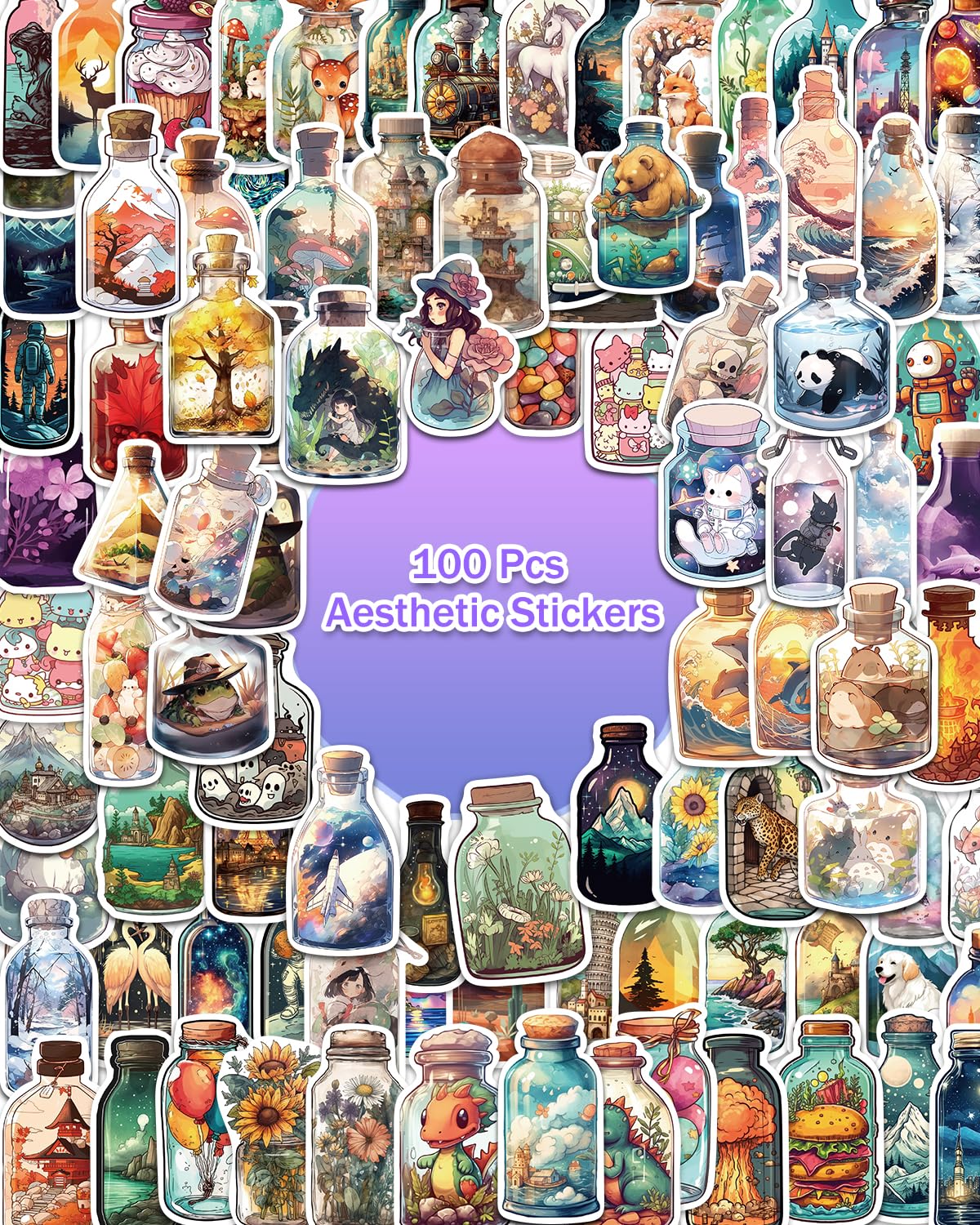 Aowdiao 100 Pcs Aesthetic Stickers Cute Vinyl Stickers Pack For Water Bottles Laptop Phone
