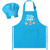 R HORSE 2 Pcs Kid Apron and Chef Hat Set, Adjustable Children Blue Kitchen Apron Cooking Baking Painting and Training Kits Dress