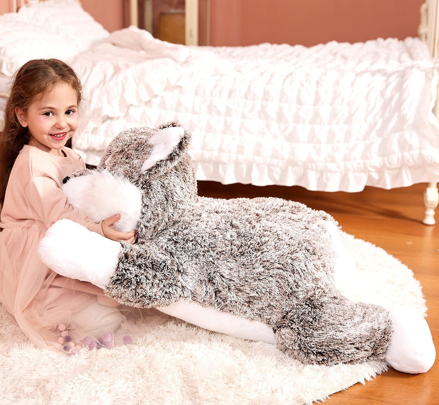 Ikasa Giant Wolf Stuffed Animal Plush Toy, 30 Inches Big Soft Toys For Kids Girls Boys Girlfriend