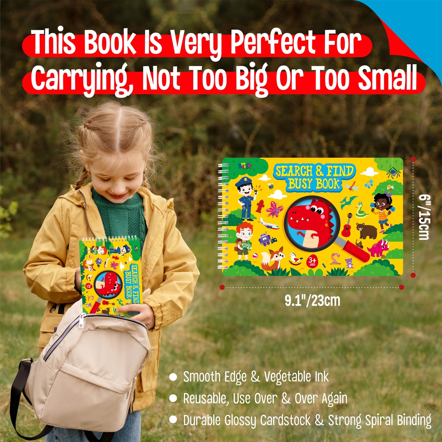 SpriteGru Search & Find Book 30 Dry Erase Activities Game Pad Reusable & Erasable Montessori Learning Toy Educational Games Autism Sensory Toys for Preschool Girls and Boys Ages 3 4 5 6