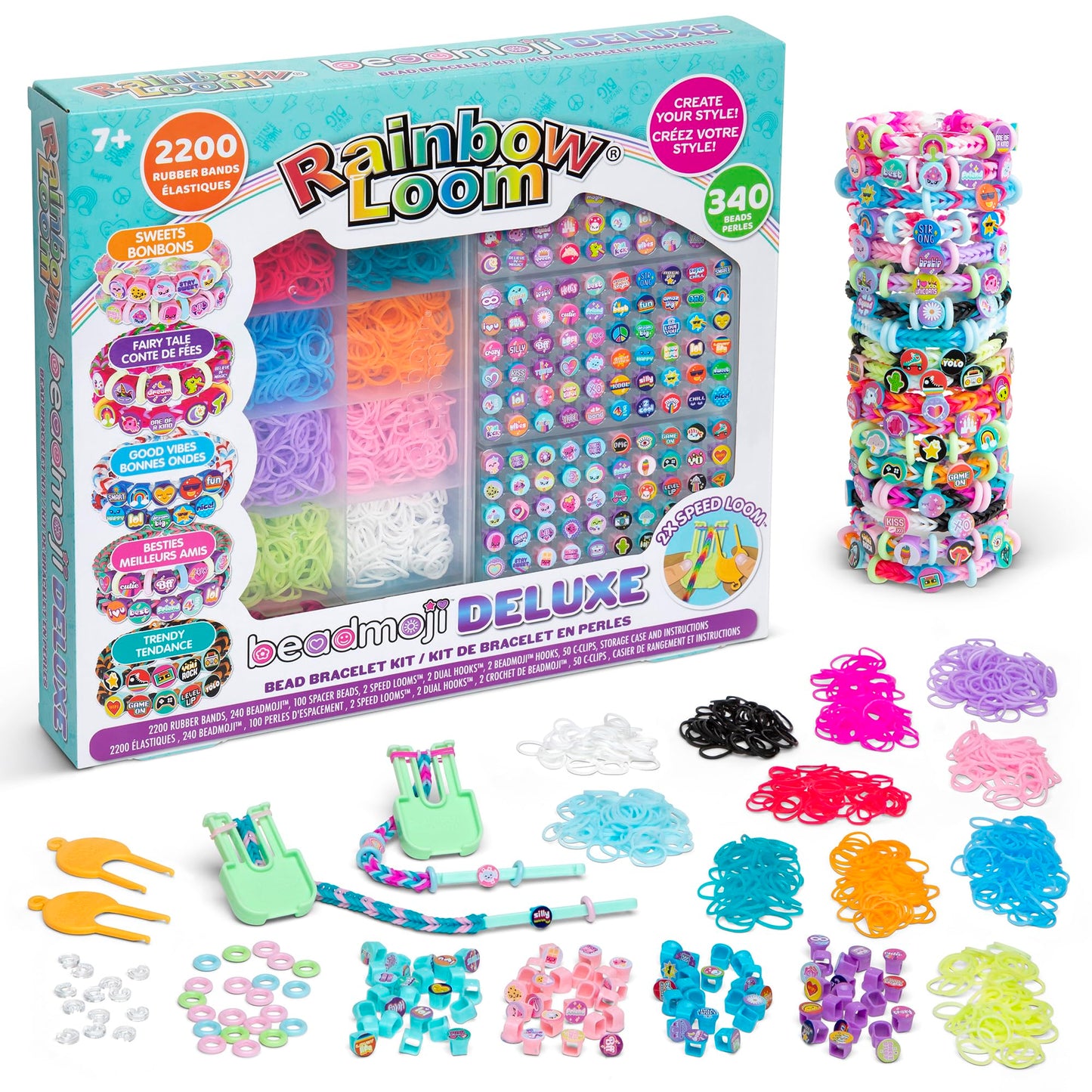 Rainbow Loom: Beadmoji Deluxe - Diy Rubber Band & Bead Bracelet Kit - Includes 2200 Bands & 340 Beads, Design & Create, Ages 7+