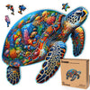 Sea Turtle Voyage - 200 Piece Wooden Puzzles for mature-themeds - 16 x 10.4 in - Extra-Thick 5 mm Wood Puzzle Hand-Shaped Pieces Marine Life Mosaic Design - enhanced Gift for Puzzle Lovers by LEOGOR