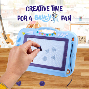Bluey Magnetic Drawing Board for Kids, Magic Scribbler Educational Learning Toy, Doodle Pad with Stamps Toddler Learning Activit