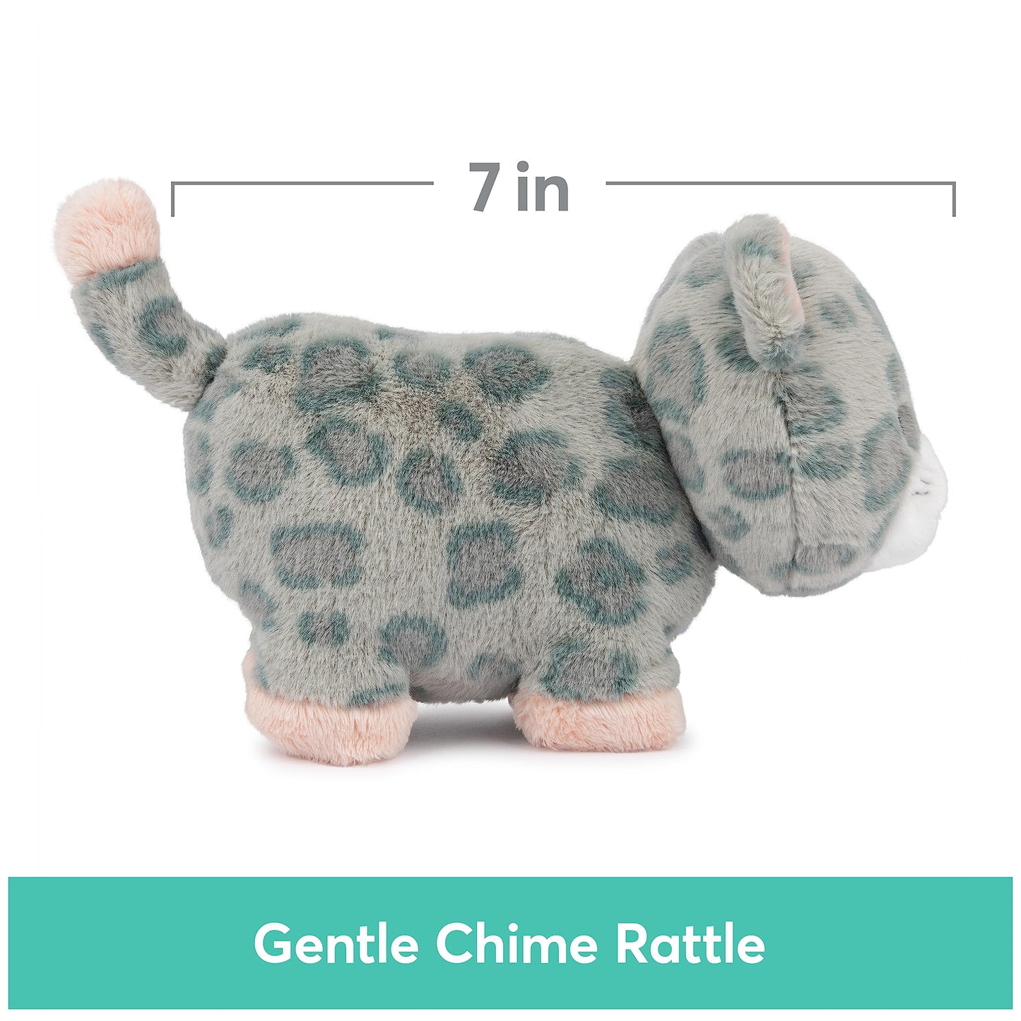 Gund Baby Safari Friends Collection Plush Leopard With Chime, Sensory Toy Stuffed Animal For Babies And Newborns, Gray/Pink, 7''