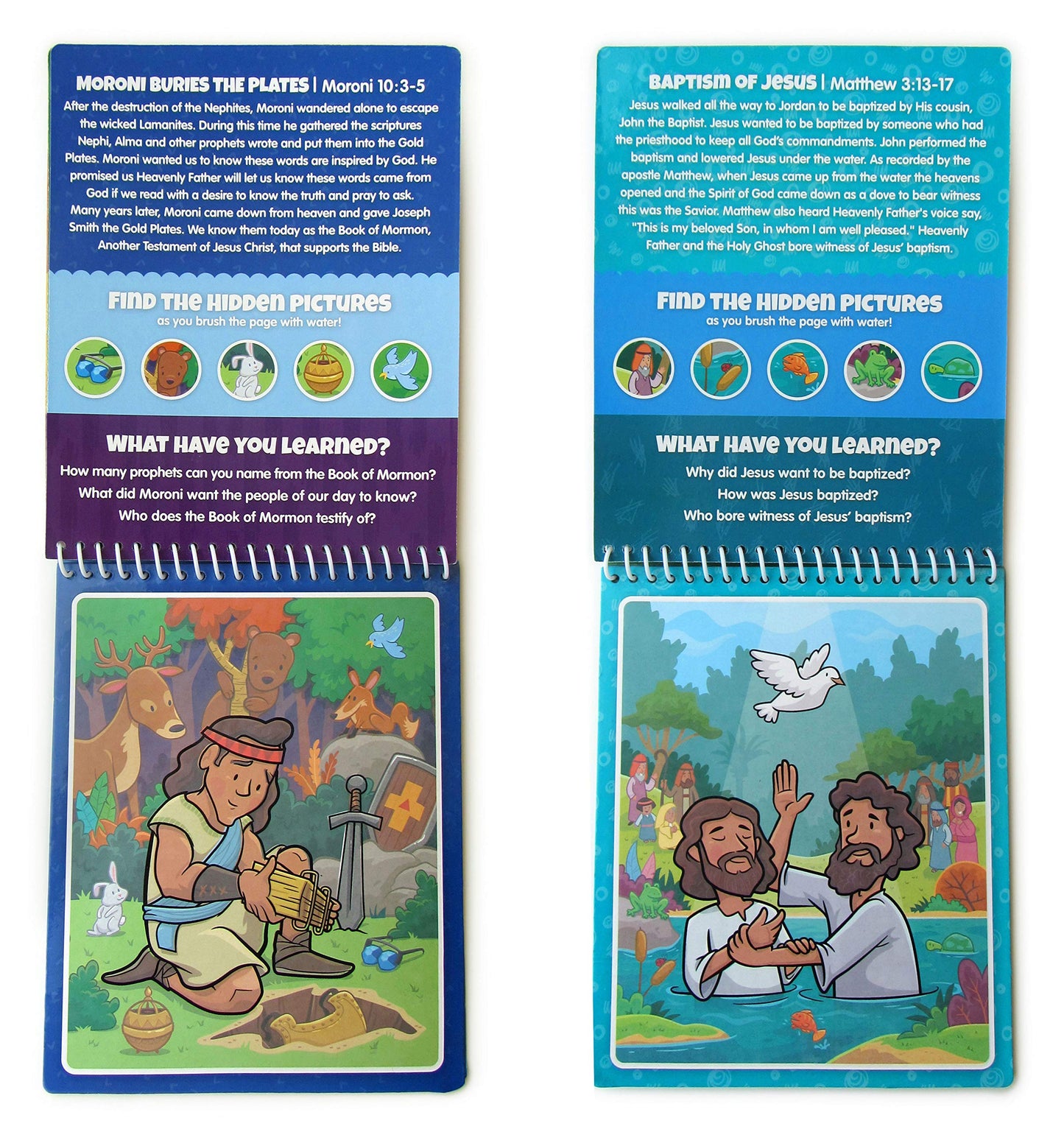 Kangatoys Water Reveal Coloring Scripture Books For Kids. 2 Pack Book Of Mormon And New Testament Bible Stories: Preschool, Elem