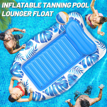 Lanaqua Inflatable Tanning Pool, 2025 Large Tanning Pool Lounger Float For Adults With Removable Head Rest, Sunbathing Tanning P