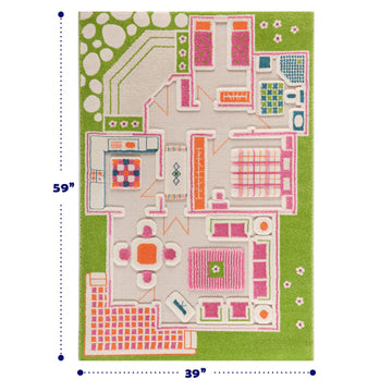 Ivi Playhouse Green 3D Play Mat, Non-Toxic, Stain Resistant, Educational Montessori Activity Toys For Kids, Medium, 59' L X 39' W