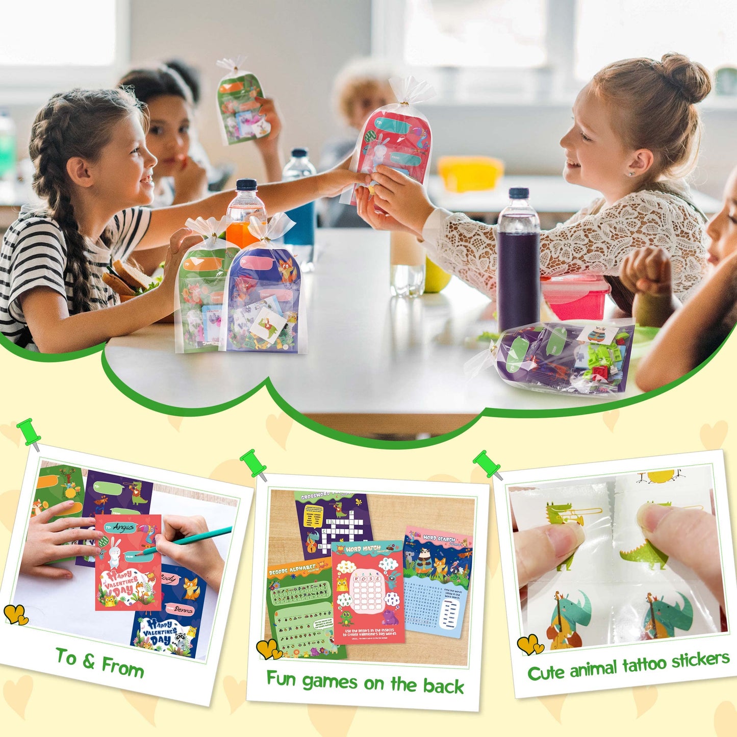 Valentines Day Gifts For Kids Classroom-28 Packs Animal Building Blocks With Kids Valentines Day Cards For School & Stickers, Class Valentines Gifts Boxes For Kids Boys Girls Party Favors Exchange