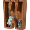 Piggy Bank for Kids Boys Girls, Wooden Large Letter Piggy Bank Alphabet Money Bank with Initial W, Coin Bank Fun Gifts for Birth