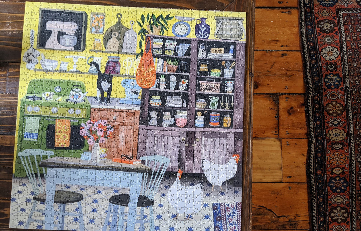 eeBoo 1000 Piece Jigsaw Puzzle - Piece and Love Kitchen Chickens, Glossy Cardboard, Ideal for Adults and Families, Model PZTKHC
