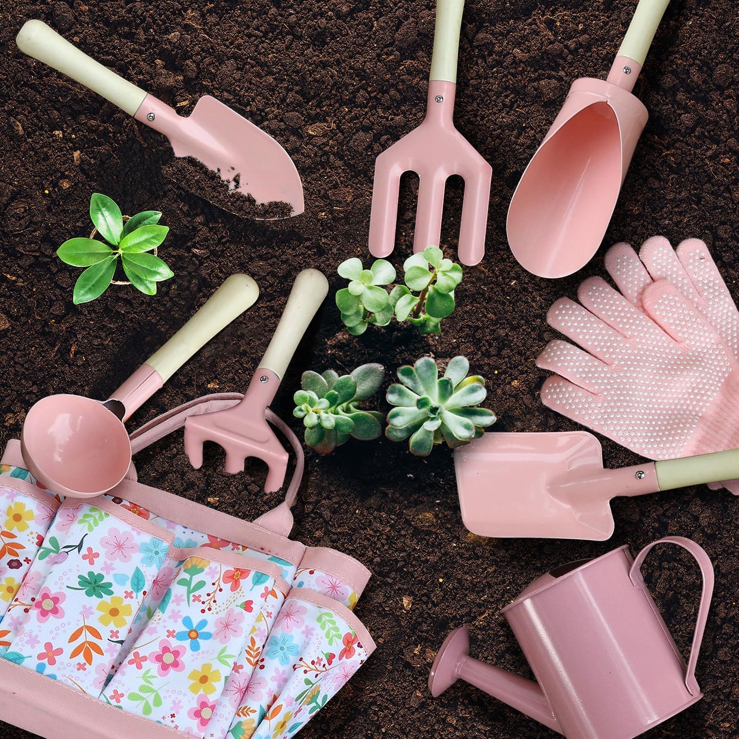 Qtioucp Kids Gardening Set 14Pcs Gardening Tools For Kids With Tote Bag,Watering Can, Shovel, Apron, Garden Book And More Educat