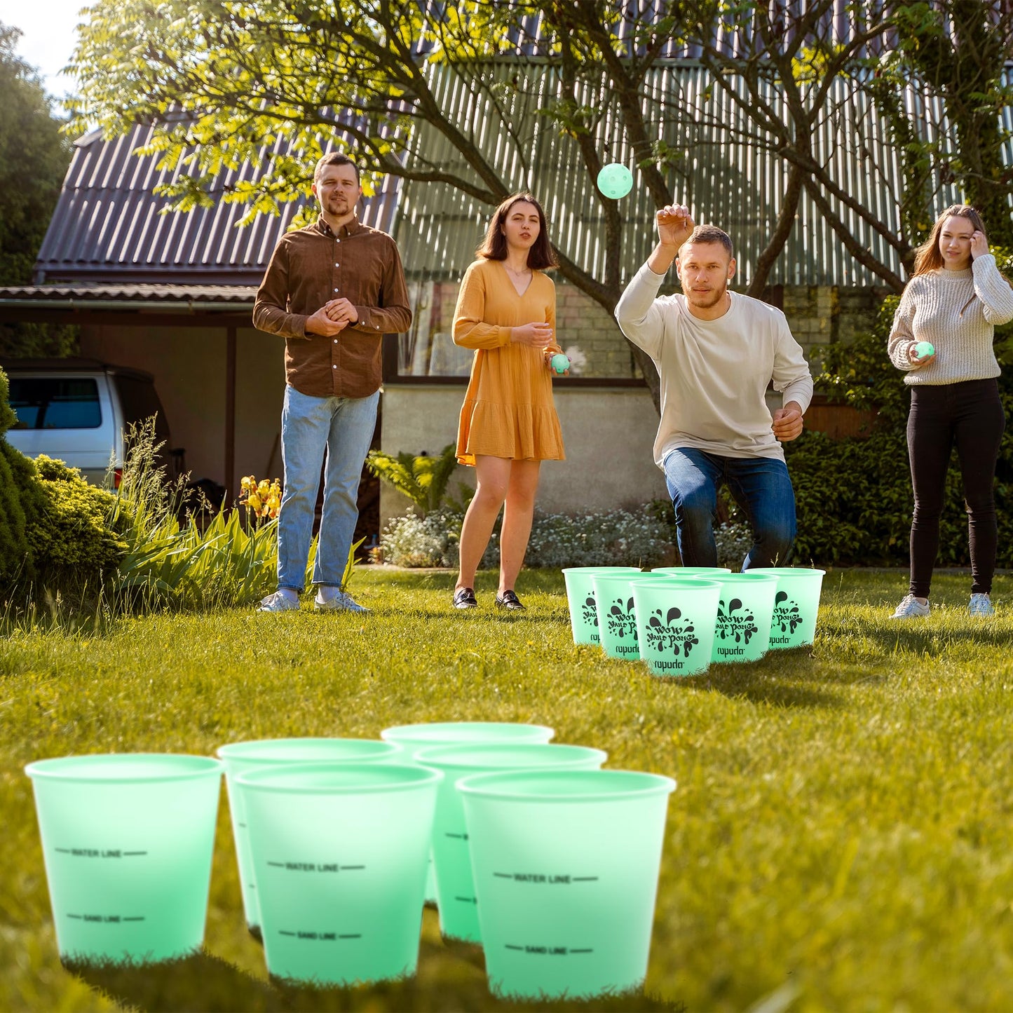 Ropoda Giant Yard Pong,Yard Games With Durable Buckets And Balls - Choose Red Large, Xl, Or Green - Glow In The Dark, Outdoor Game With Carry Bag For The Beach,Lawn, Great Gift Choice For Families